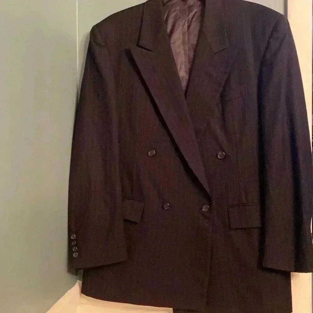 Men’s 42 R four button double breasted blazer with rear vent by Neiman Marcus